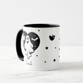 かわいいハロウィーン幽霊とハートとこうもり マグカップ (正面左)