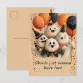 かわいいハロウィーン幽霊と文字 ポストカード (正面/裏面)