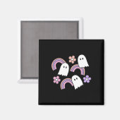 かわいいハロウィーン幽霊と虹 マグネット (正面/裏面)