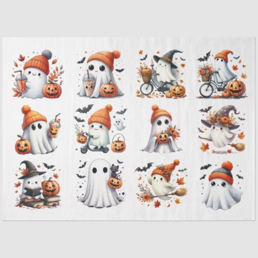 かわいいハロウィーン幽霊のアートと工芸品の写真|過去記事 薄葉紙 (正面)