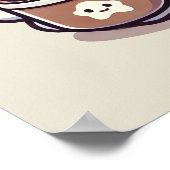 かわいいハロウィーン幽霊イン秋ビーニー&ホットココア ポスター (角)