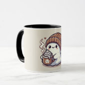 かわいいハロウィーン幽霊イン秋ビーニー&ホットココア マグカップ (正面左)