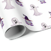 かわいいハロウィーン幽霊ウィッチ格言パターン ラッピングペーパー (ロールコーナー)