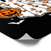 かわいいハロウィーン幽霊カボチャ女の子コケット不気味 ポスター (角)