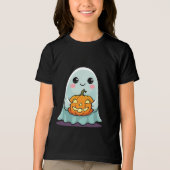 かわいいハロウィーン幽霊キッズTシャツかわいい トライブレンドＴシャツ (正面)