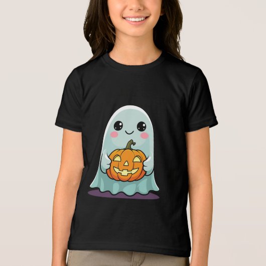 かわいいハロウィーン幽霊キッズTシャツかわいい トライブレンドＴシャツ (正面)