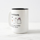 かわいいハロウィーン幽霊スパイダーパンプキンスパイスカスタム ツートーンマグカップ (正面左)