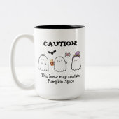 かわいいハロウィーン幽霊スパイダーパンプキンスパイスカスタム ツートーンマグカップ (左)