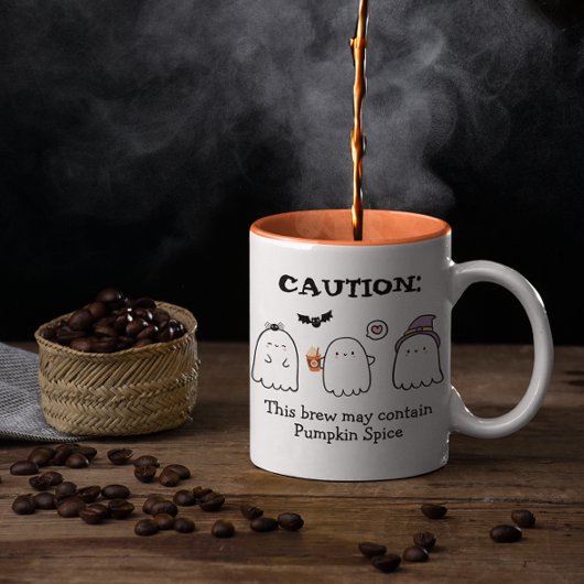 かわいいハロウィーン幽霊スパイダーパンプキンスパイスカスタム ツートーンマグカップ