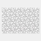 かわいいハロウィーン幽霊パターンブラックグレーパープル ラッピングペーパーシート (正面3)