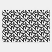 かわいいハロウィーン幽霊パターンブラックグレーパープル ラッピングペーパーシート (正面)