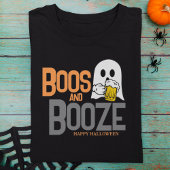 かわいいハロウィーン幽霊ビールボースとブーゼを飲む Tシャツ