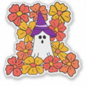 かわいいハロウィーン幽霊フラワーフィールド シール (正面)