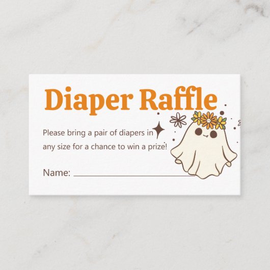 かわいいハロウィーン幽霊ベビーシャワーおむつラッフル エンクロージャーカード (正面)