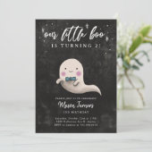 かわいいハロウィーン幽霊ボーイバースデーパーティー 招待状 (スタンド正面)