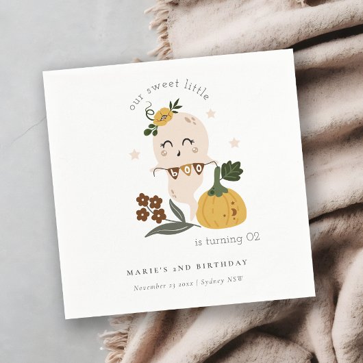 かわいいハロウィーン幽霊リトルブニーエイジ誕生日 スタンダードカクテルナプキン