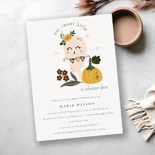 かわいいハロウィーン幽霊リトルブベビーシャワー招待状 サンキューカード