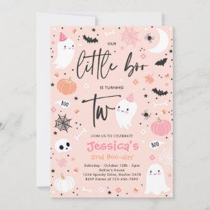 かわいいハロウィーン幽霊リトルブー2nd誕生日パーティー 招待状