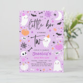 かわいいハロウィーン幽霊リトルブー2nd誕生日パーティー 招待状 (スタンド正面)