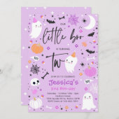 かわいいハロウィーン幽霊リトルブー2nd誕生日パーティー 招待状 (正面/裏面)