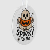 かわいいハロウィーン幽霊レトロ:不気味私に話す オーナメント (正面)