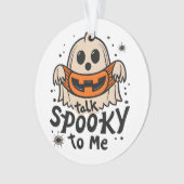 かわいいハロウィーン幽霊レトロ:不気味私に話す オーナメント (正面)