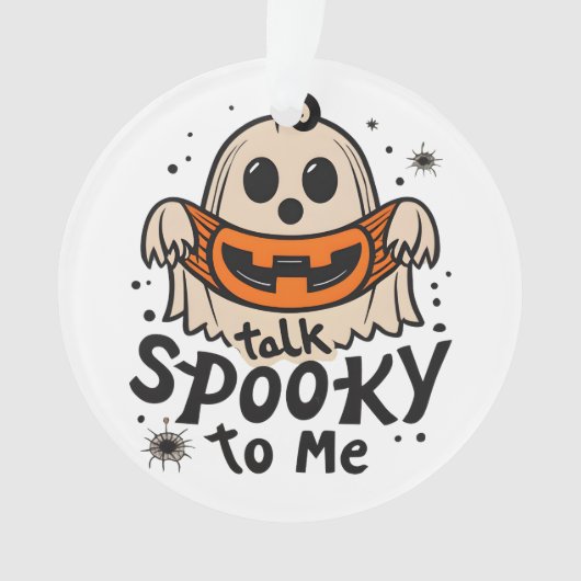 かわいいハロウィーン幽霊レトロ:不気味私に話す オーナメント (正面)