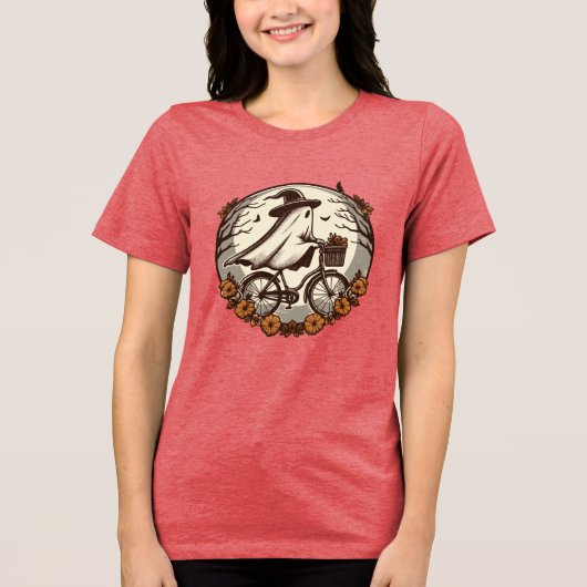 かわいいハロウィーン幽霊乗用自転車 トライブレンドTシャツ (正面)