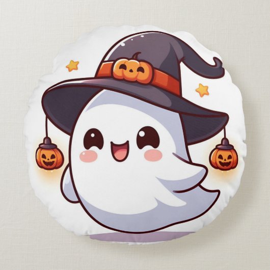 かわいいハロウィーン幽霊枕 ラウンドクッション (正面)
