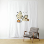 かわいいハロウィーン幽霊歩く幽霊クラシック猫T-S タペストリー (インサイチュ)