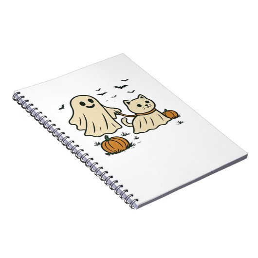 かわいいハロウィーン幽霊歩く幽霊クラシック猫T-S ノートブック (右側)