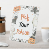 かわいいハロウィーン幽霊毒ドリンクを選ぶ看板 台座サイン (インサイチュ)