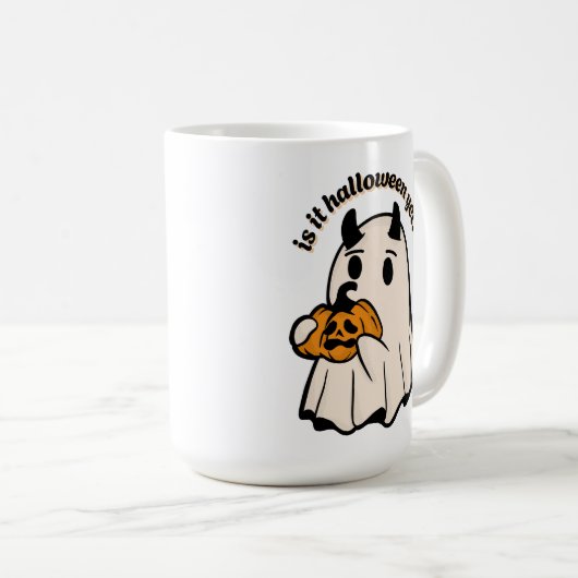 かわいいハロウィーン幽霊秋おもしろいコーヒーティーマグカップ コーヒーマグカップ (正面右)