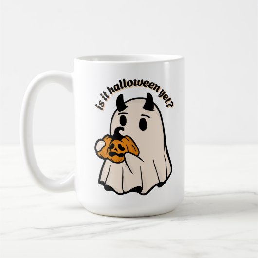 かわいいハロウィーン幽霊秋おもしろいコーヒーティーマグカップ コーヒーマグカップ (左)