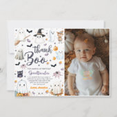 かわいいハロウィーン幽霊誕生日パーティーの写真 サンキューカード (正面)