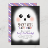 かわいいハロウィーン幽霊誕生日パーティーの招待状 招待状 (正面/裏面)