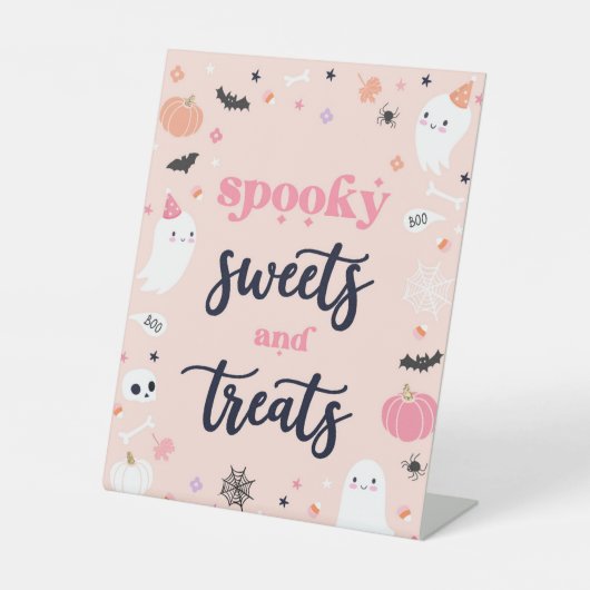 かわいいハロウィーン幽霊誕生日パーティーの装飾 台座サイン (正面)