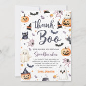 かわいいハロウィーン幽霊誕生日パーティー サンキューカード (正面)