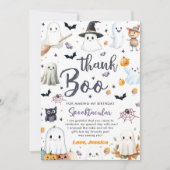 かわいいハロウィーン幽霊誕生日パーティー サンキューカード (正面)