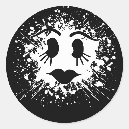 かわいいハロウィーン幽霊顔シール ラウンドシール (正面)