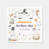 かわいいハロウィーン幽霊1歳の誕生日パーティー スタンダードカクテルナプキン (正面)