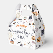 かわいいハロウィーン幽霊1歳の誕生日パーティー フェイバーボックス (裏面サイド)