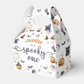 かわいいハロウィーン幽霊1歳の誕生日パーティー フェイバーボックス (正面サイド)