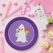 かわいいハロウィーン幽霊&パンプキンオンパープル ペーパープレート (パーティー)