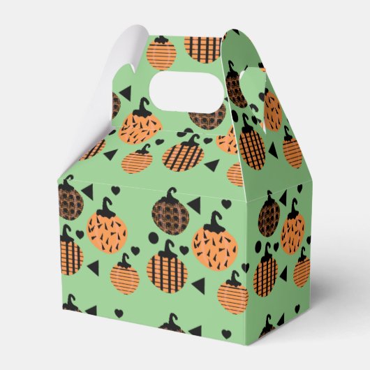 かわいいハロウィーン幾何学的紙吹雪カボチャ フェイバーボックス (正面サイド)