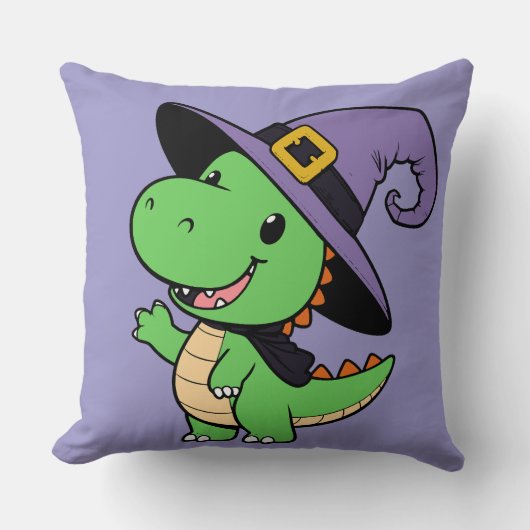 かわいいハロウィーン恐竜の魔女ハロウィン クッション (正面)