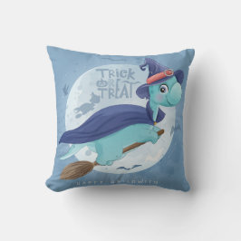 かわいいハロウィーン恐竜ウィッチムーン飛んでいるこうもり クッション