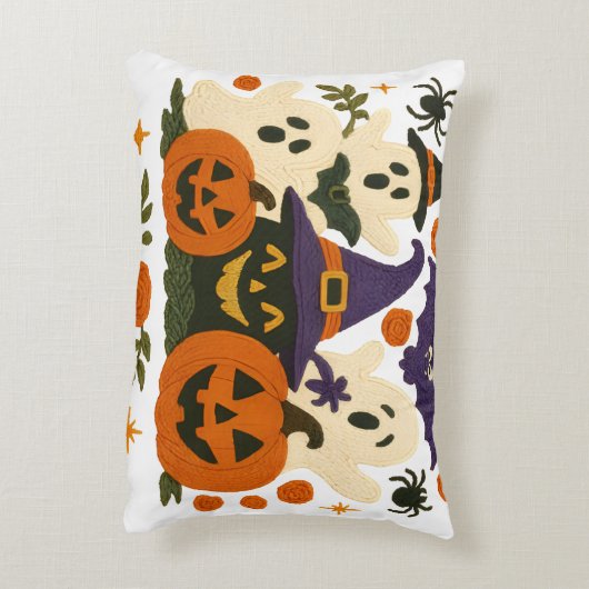 かわいいハロウィーン枕 – かわいい幽霊、かぼちゃ アクセントクッション (裏面(縦))