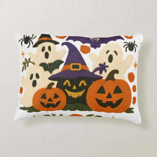 かわいいハロウィーン枕 – かわいい幽霊、かぼちゃ アクセントクッション (裏面)