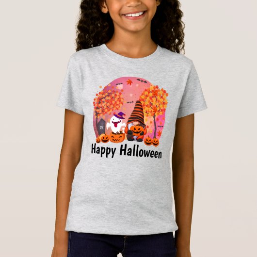 かわいいハロウィーン格言と幽霊と文字ガールズ Tシャツ (正面)